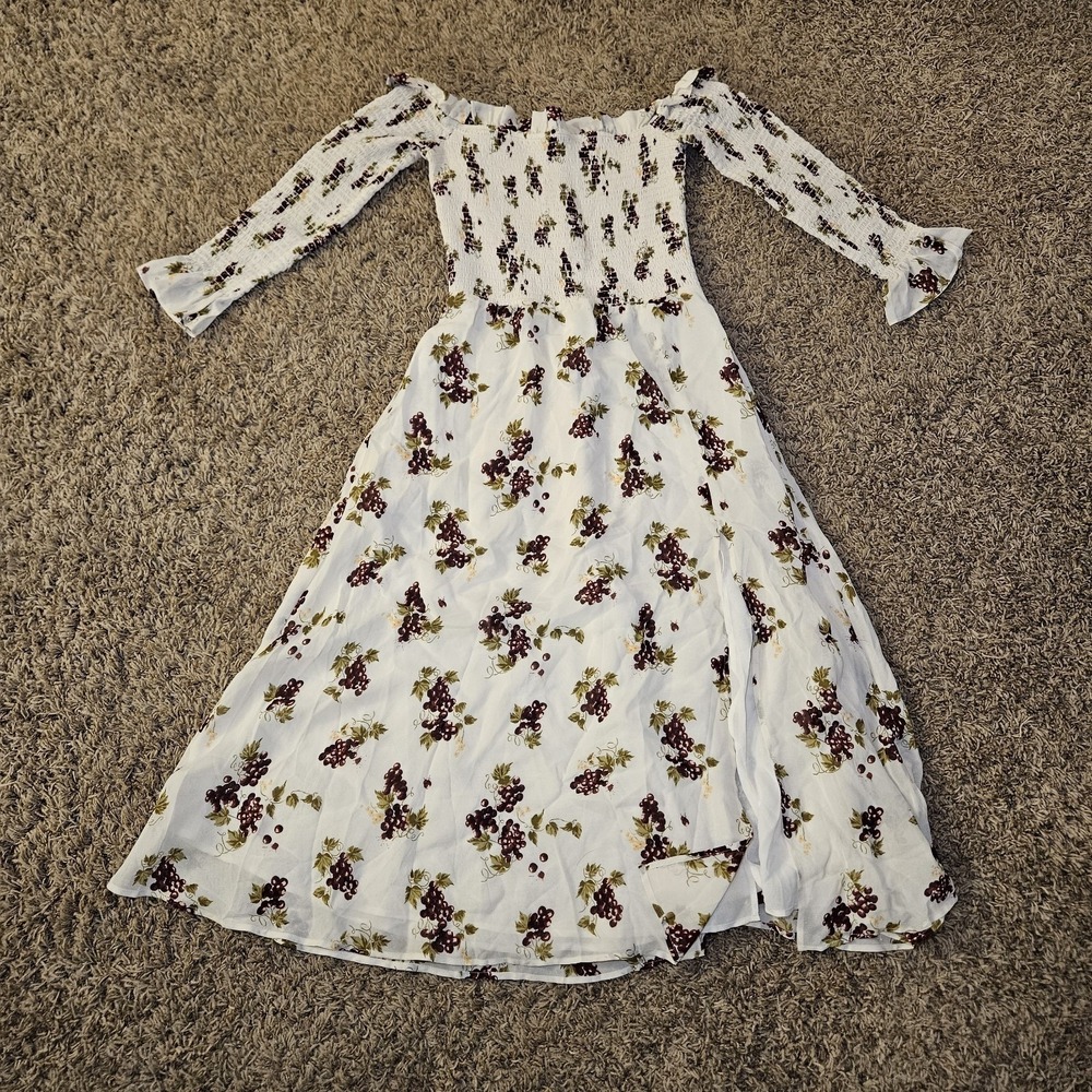 Reformation Kellie Long Sleeve Dress in Grapevine‎ Smocked Slit SZ 6 $248